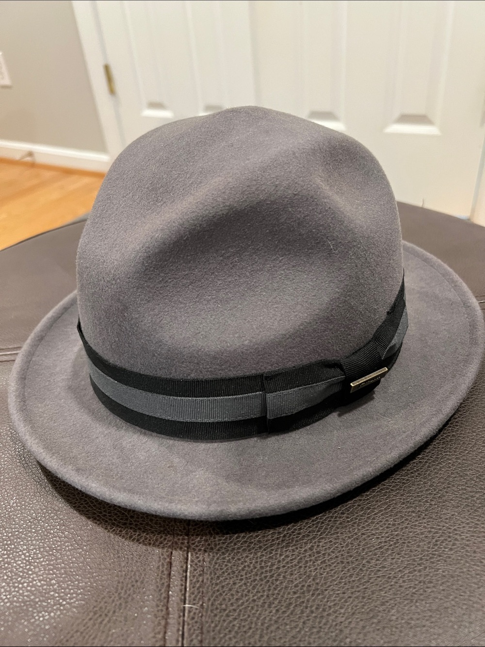 Stetson Gray Felt Fedora with Black & Gray Ribbon